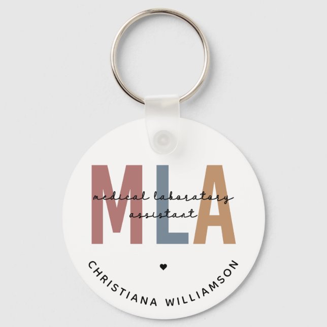 Personalized MLA Medical Laboratory Assistant Key Ring (Front)