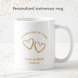 Personalized Modern 10th Wedding Anniversary Gift Coffee Mug