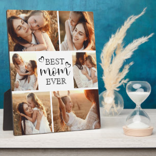 Personalized Modern Best Mom Ever Photo Collage Plaque