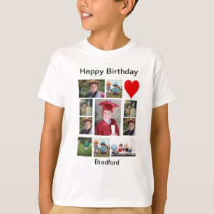 Personalized Modern Birthday 11 Photo Collage  T-Shirt