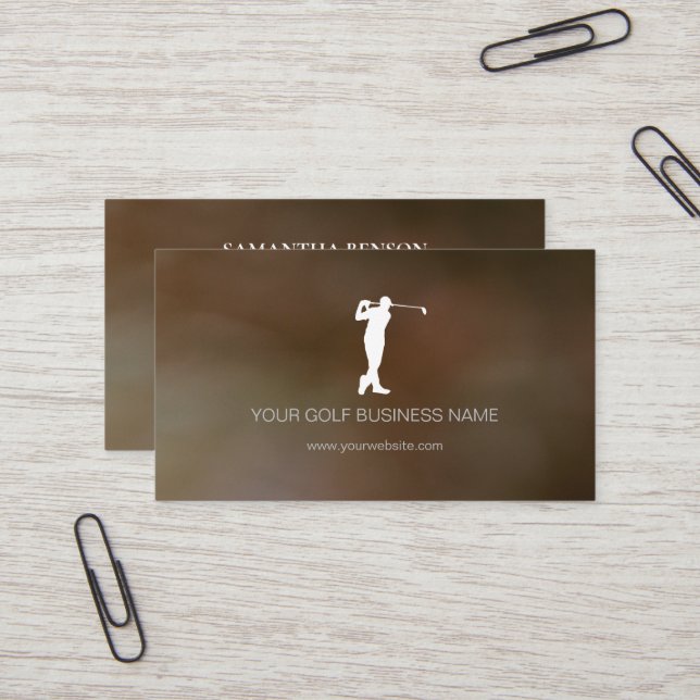 Personalized Modern Black Professional Golf Business Card (Front/Back In Situ)