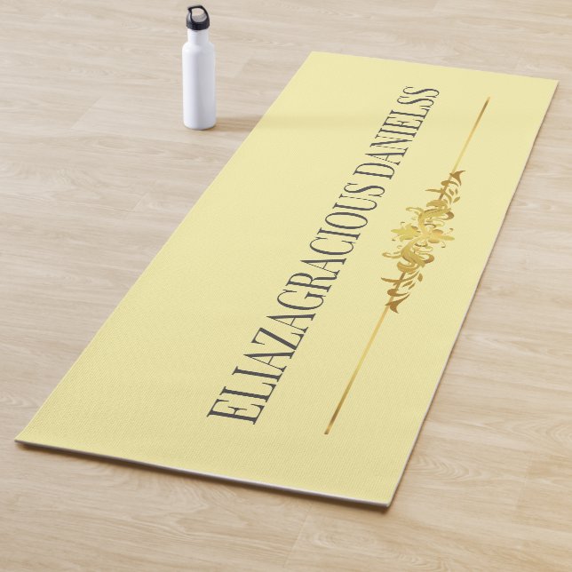 Personalized Modern Classic Cream Black with Name  Yoga Mat (In Situ)