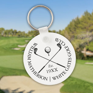Personalized Modern Classic Golf Club Name Key Ring