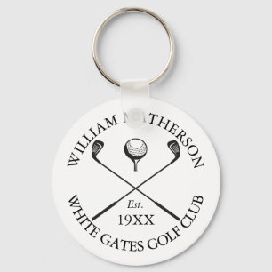 Personalized Modern Classic Golf Club Name Key Ring