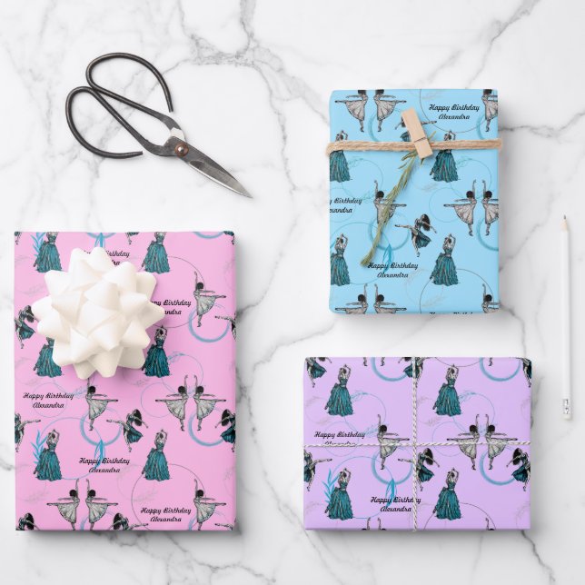 Personalized Modern Dancers Gift Wrap Set (Front)