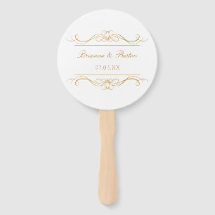Personalized Modern Elegant Gold Whimsical Wedding Hand Fan