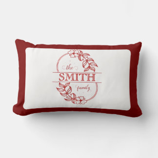  Personalized Modern Floral Family Name Monogram Lumbar Cushion