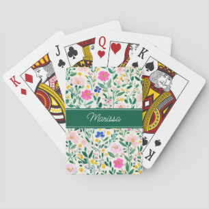 Personalized Modern Floral Playing Cards