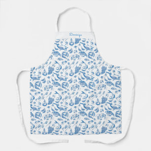 Personalized Modern Foodie Drawing Print Apron