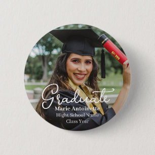 Personalized Modern Graduation Photo 6 Cm Round Badge
