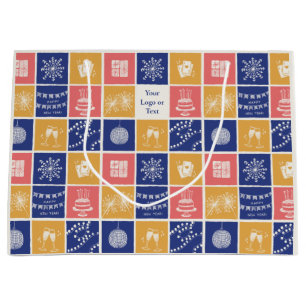 Personalized Modern Hand-Drawn Colorful New Year Large Gift Bag
