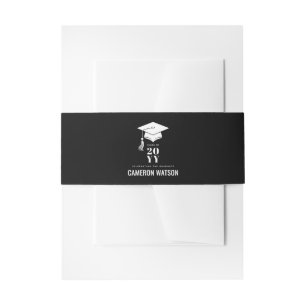 Personalized Modern Hat and Tassel Graduation Invitation Belly Band
