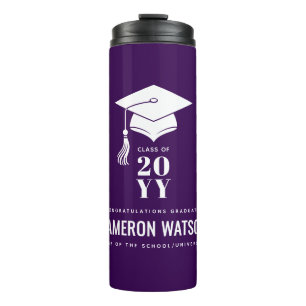Personalized Modern Hat and Tassel Graduation Thermal Tumbler