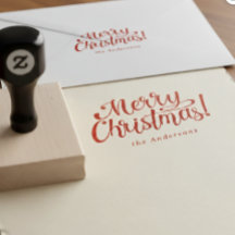 Personalized Modern Merry Christmas Family Stamp