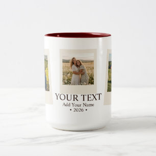 Personalized Modern Minimalist Fun Photo Two-Tone Coffee Mug