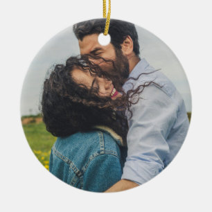 Personalized Modern Minimalist Photo Ceramic Tree Decoration