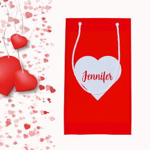 Personalized Modern Minimalist Red Valentine  Small Gift Bag