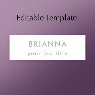 Personalized modern minimalist sage green beauty name tag