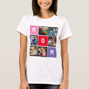 Personalized Modern Mothers day Mom Photo Collage T-Shirt