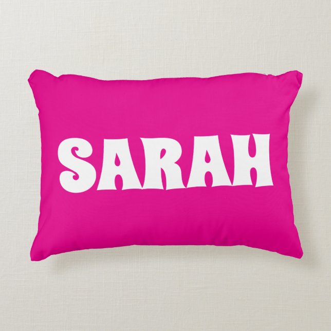 PERSONALIZED MODERN NAME PINK PILLOW (Front)