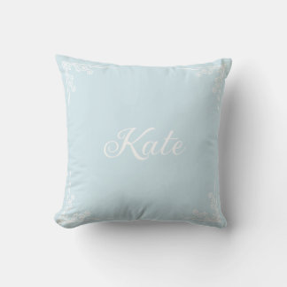 Personalized Modern Pastel Blue Typography Name Cushion