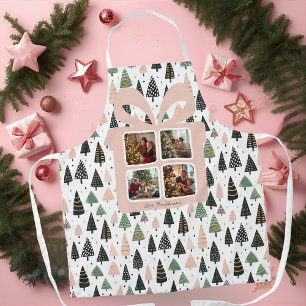 Personalized Modern Pink Christmas  Apron