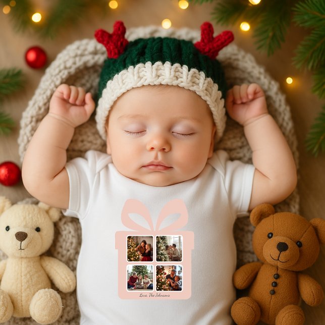 Personalized Modern Pink Christmas Baby Bodysuit (Creator Uploaded)