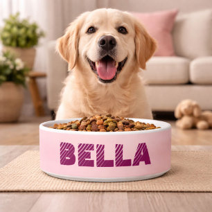 Personalized Modern Pink Dog`s Name Bowl