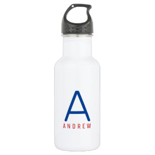 Personalized Modern Red White Blue Name Initial 532 Ml Water Bottle