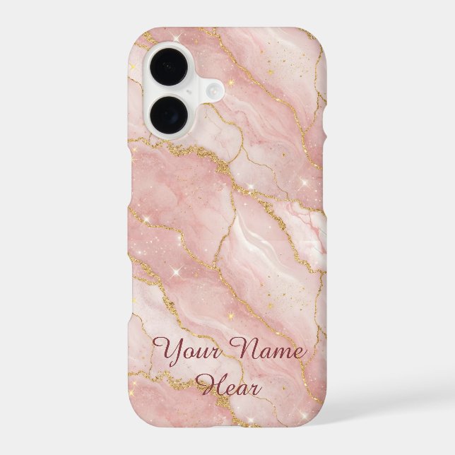 Personalized Modern Rose Quartz Marble Gold (Back)