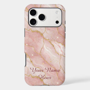 Personalized Modern Rose Quartz Marble Gold