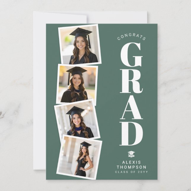 Personalized Modern School College Graduation  Card (Front)