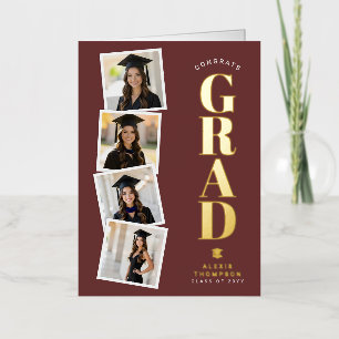 Personalized Modern School College Graduation Foil Greeting Card