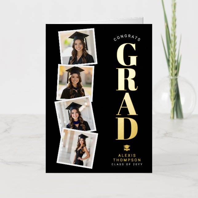 Personalized Modern School College Graduation  Foil Greeting Card (Front)