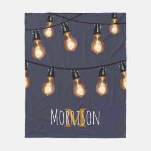 Personalized - Modern String of Lights Fleece Blanket