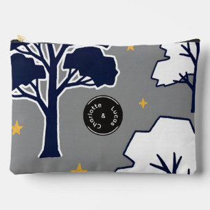 Personalized Modern Woodland Tree and Star Accessory Pouch