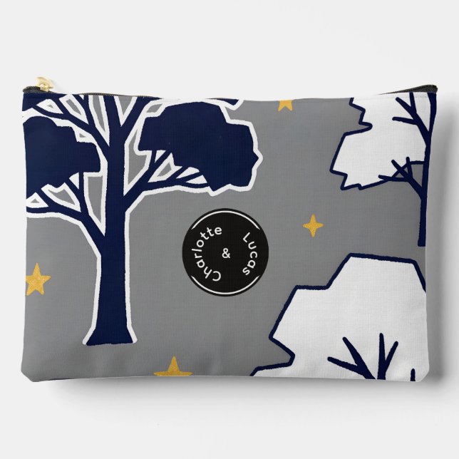 Personalized Modern Woodland Tree and Star  Accessory Pouch (Front)