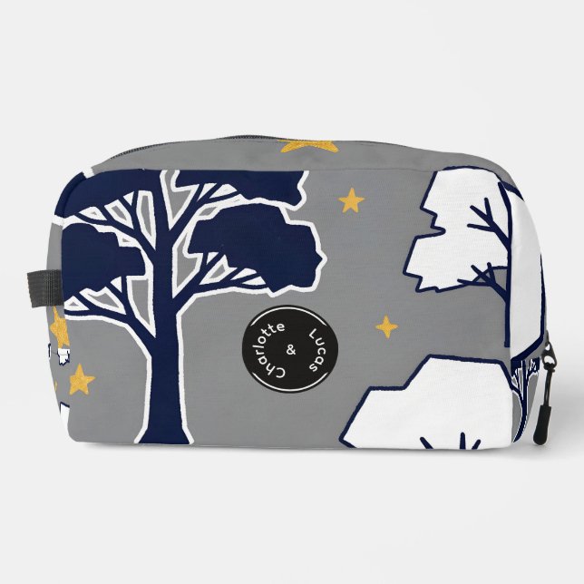 Personalized Modern Woodland Tree and Star  Dopp Kit (Front)