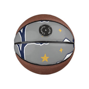 Personalized Modern Woodland Tree and Star Mini Basketball