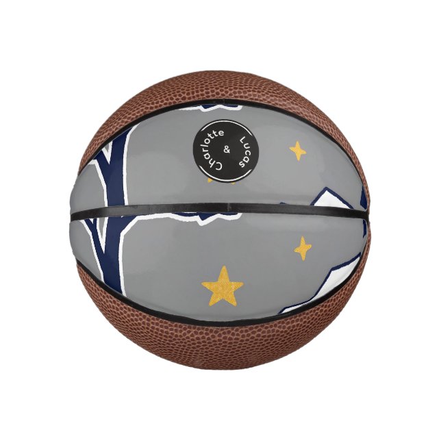 Personalized Modern Woodland Tree and Star  Mini Basketball (Front)
