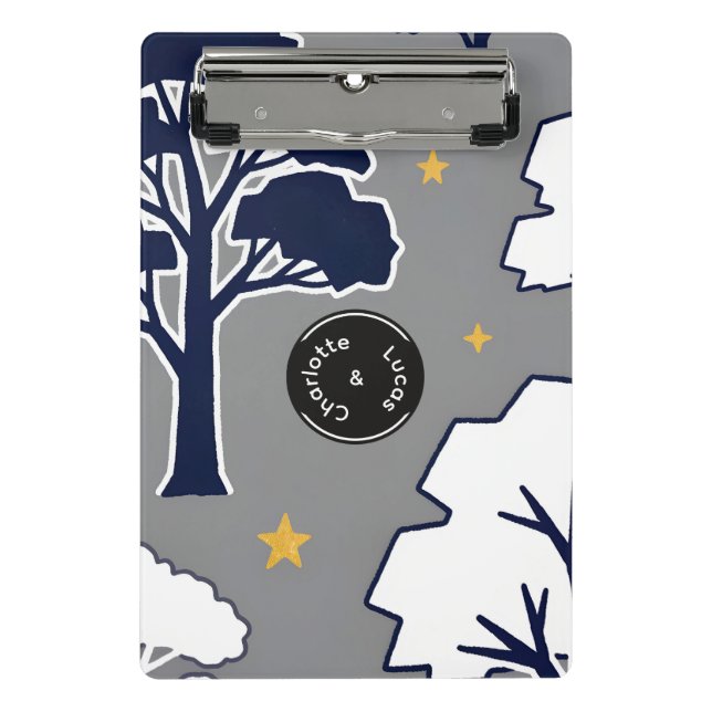 Personalized Modern Woodland Tree and Star  Mini Clipboard (Front)