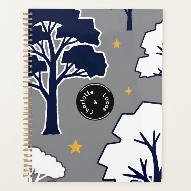 Personalized Modern Woodland Tree and Star Planner (Front)