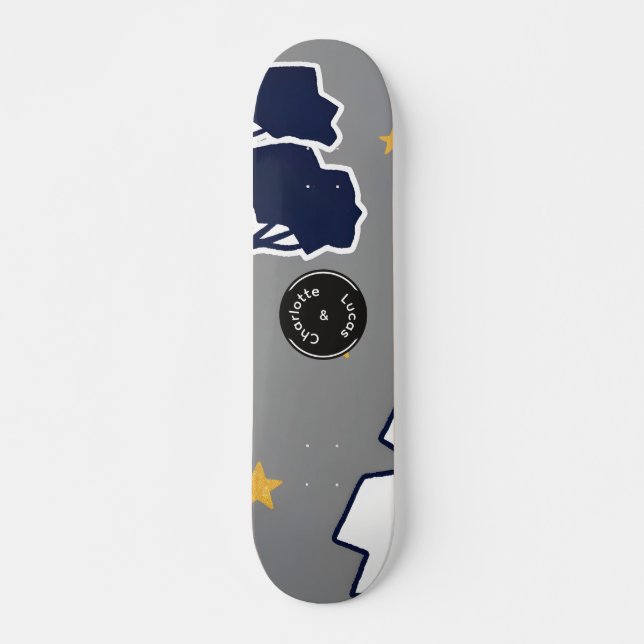 Personalized Modern Woodland Tree and Star   Skateboard (Front)
