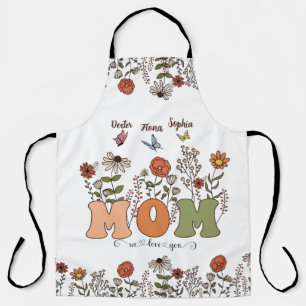 Personalized Mom And Kids Hands Apron, Custom Gift Apron