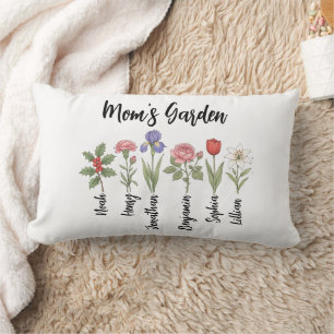 Personalized Mom Garden Custom Floral Mother’s Lumbar Cushion
