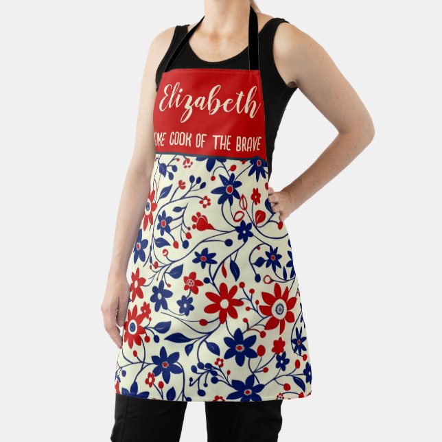 Personalized Mom Home Cook Brave Floral Apron (Insitu)