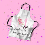 Personalized Mom Initial Apron<br><div class="desc">Make cooking and baking extra special with this beautiful personalized floral apron for Mom. Featuring a soft pink monogram initial decorated with delicate watercolor flowers and the word “Mom, ” this elegant design creates a thoughtful and practical gift she will love. Perfect for Mother’s Day, birthdays, or everyday kitchen use,...</div>