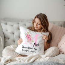 Personalized Mom Initial Throw Pillow