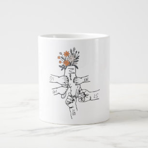 Personalized Mom & Kids Hands Large Coffee Mug