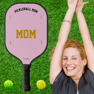 Personalized Mom Name Elegant Sports Pink Design Pickleball Paddle